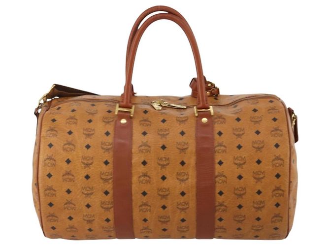 Borsa Boston MCM Logogram Vicetos PVC Leather 2way Brown Gold Auth ki6754 Marrone D'oro - vista 2
