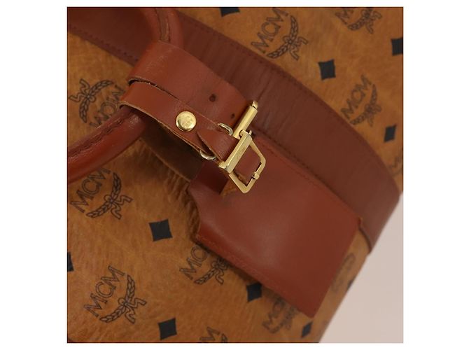 Borsa Boston MCM Logogram Vicetos PVC Leather 2way Brown Gold Auth ki6754 Marrone D'oro - vista 20