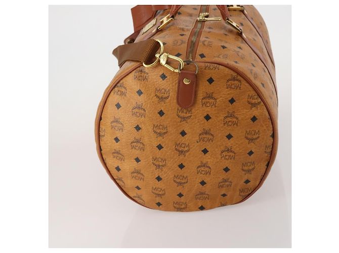 Borsa Boston MCM Logogram Vicetos PVC Leather 2way Brown Gold Auth ki6754 Marrone D'oro - vista 3