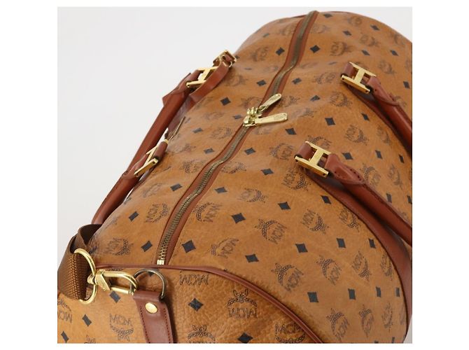 Borsa Boston MCM Logogram Vicetos PVC Leather 2way Brown Gold Auth ki6754 Marrone D'oro - vista 6