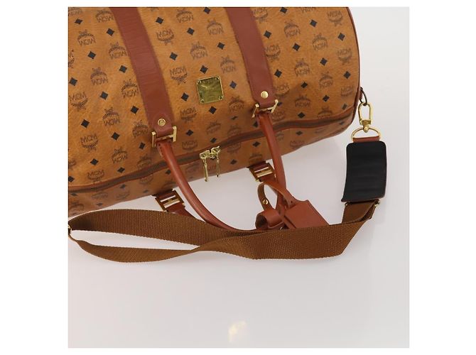 Borsa Boston MCM Logogram Vicetos PVC Leather 2way Brown Gold Auth ki6754 Marrone D'oro - vista 7