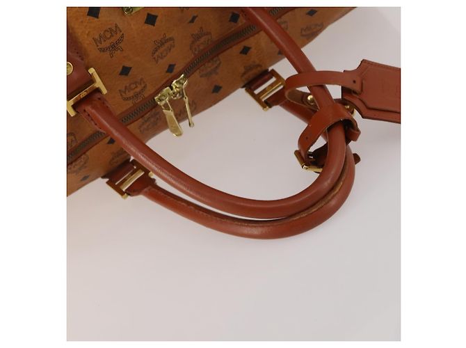 Borsa Boston MCM Logogram Vicetos PVC Leather 2way Brown Gold Auth ki6754 Marrone D'oro - vista 9