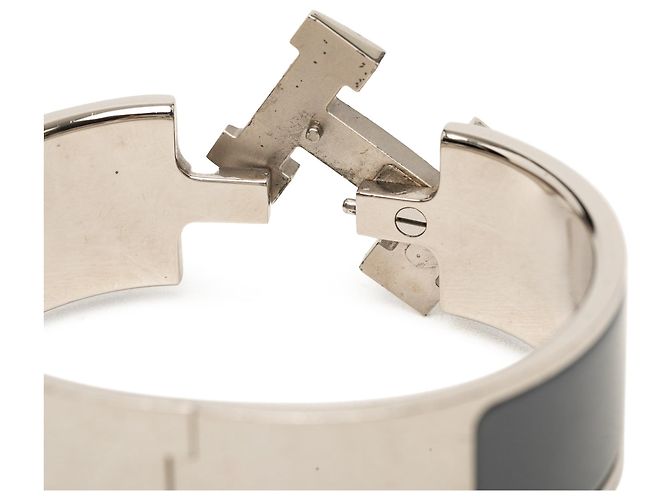 Hermès Clic Clac H Armband PM breit, Emaille Grau - Ansicht 5