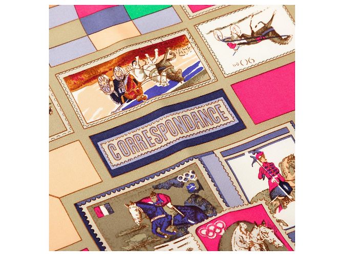 Foulard di seta Hermès Correspondance marrone 90 - vista 4