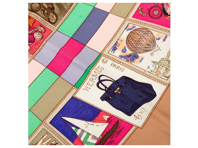Foulard di seta Hermès Correspondance marrone 90 - vista 5
