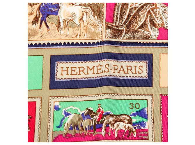 Foulard di seta Hermès Correspondance marrone 90 - vista 6