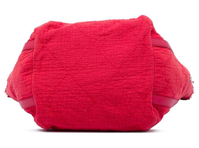 Rote Chanel CC Fringe Canvas Tote - Ansicht 3