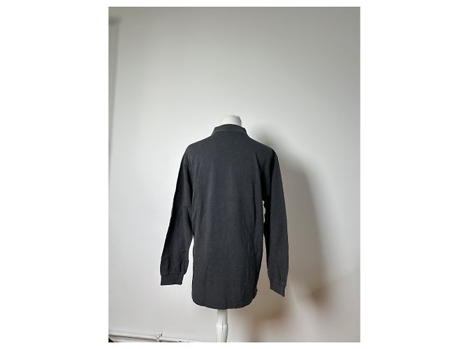 Vintage Burberry Herren-Baumwoll-Langarm-Poloshirt Anthrazit M Anthrazitgrau - Ansicht 15