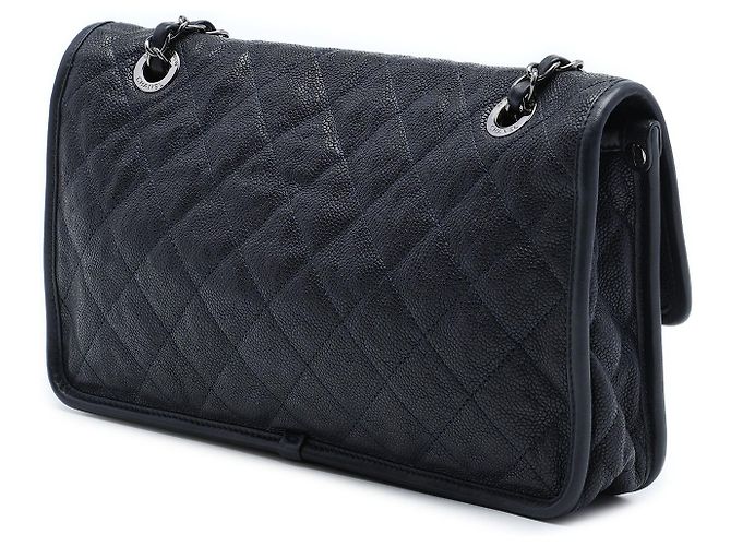 Borsa a tracolla Chanel Medium Quilted Caviar French Riviera Flap Blu - vista 2