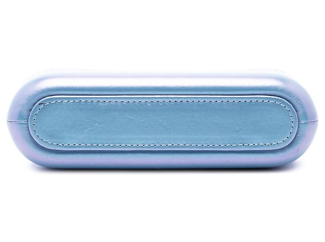 Clutch Gabrielle Double Zip con Catena a Tracolla in Vitello Invecchiato Iridescente Blu Chanel - vista 3