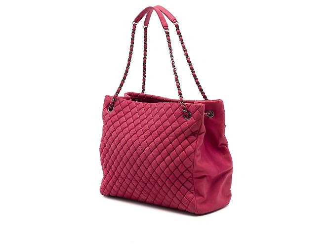 Borsa Tote New Bubble Large in vitello iridescente matelassé rossa Chanel Rosso - vista 2