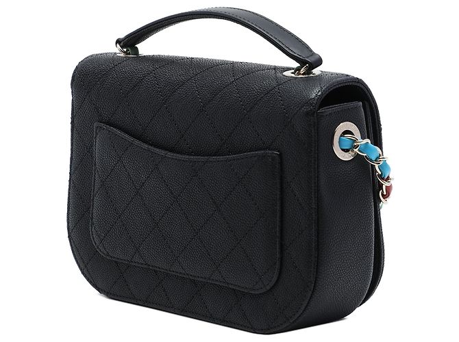 Borsa a tracolla Chanel Paris Cuba Medium Quilted Caviar Thread Around Flap Nera Nero - vista 2