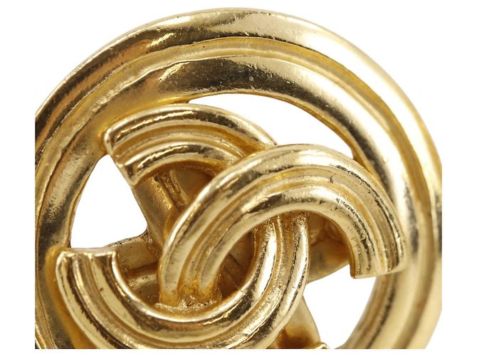 Orecchini a clip rotondi Chanel CC placcati oro D'oro - vista 7