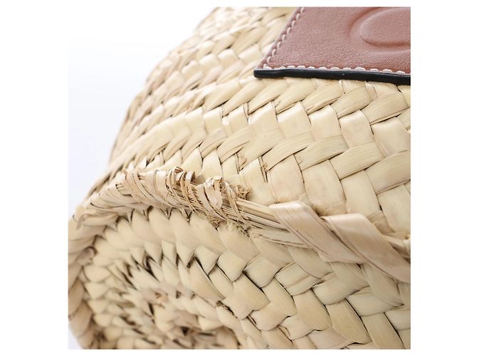 Borsa LOEWE Basket Large in rafia x pelle Beige x Brown - vista 11