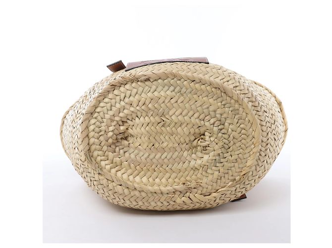 Borsa LOEWE Basket Large in rafia x pelle Beige x Brown - vista 12