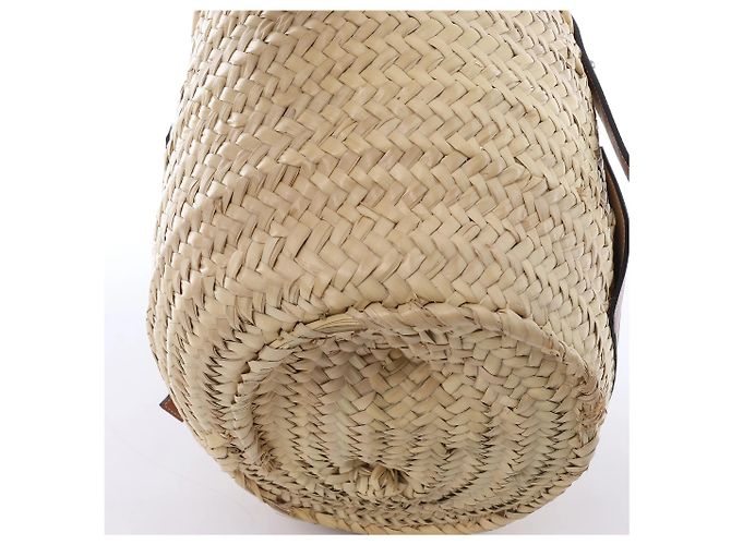 Borsa LOEWE Basket Large in rafia x pelle Beige x Brown - vista 13