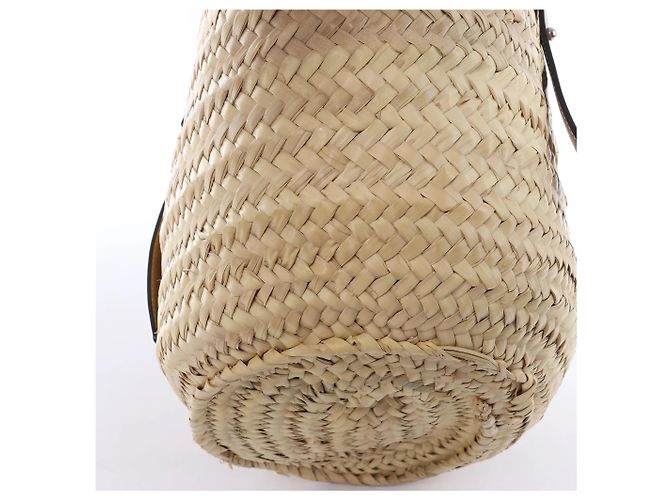 Borsa LOEWE Basket Large in rafia x pelle Beige x Brown - vista 14