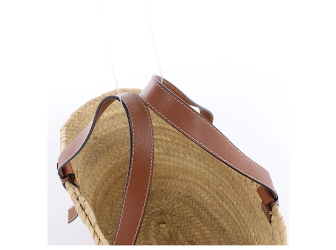 Borsa LOEWE Basket Large in rafia x pelle Beige x Brown - vista 6