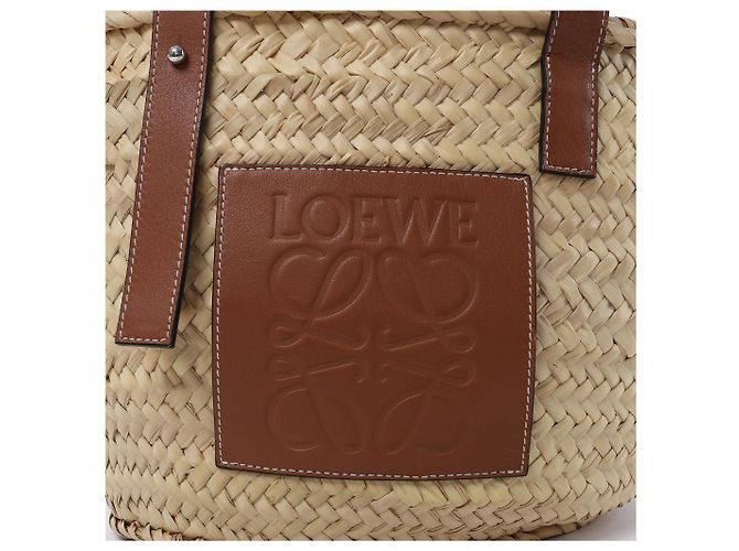 Borsa LOEWE Basket Large in rafia x pelle Beige x Brown - vista 7