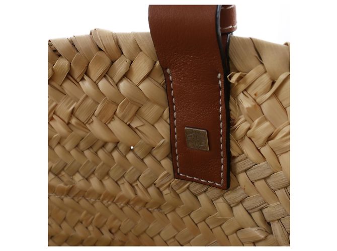 Borsa LOEWE Basket Large in rafia x pelle Beige x Brown - vista 9