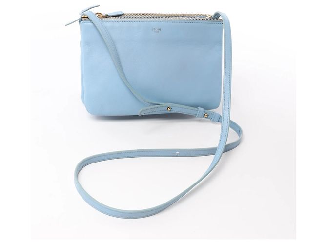 Céline Bolsa Tiracolo Trio Small em couro Celine em Azul Cinza - vista 14