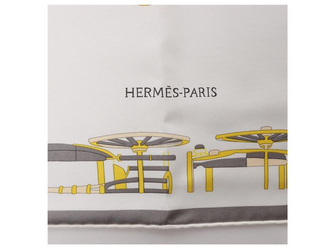 Hermès Carré 90 "COMPLICATION EQUESTR" Seidentuch in Grau x Gelb - Ansicht 7