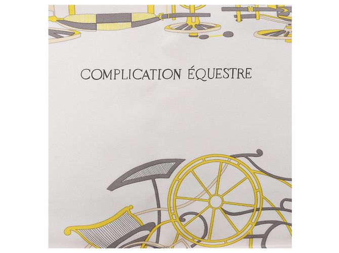 Hermès Carré 90 "COMPLICATION EQUESTR" Seidentuch in Grau x Gelb - Ansicht 9