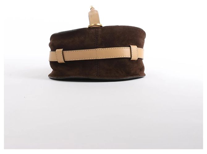 Chloé Borsa a tracolla Chloe Marcie Mini in camoscio e pelle marrone Beige - vista 6