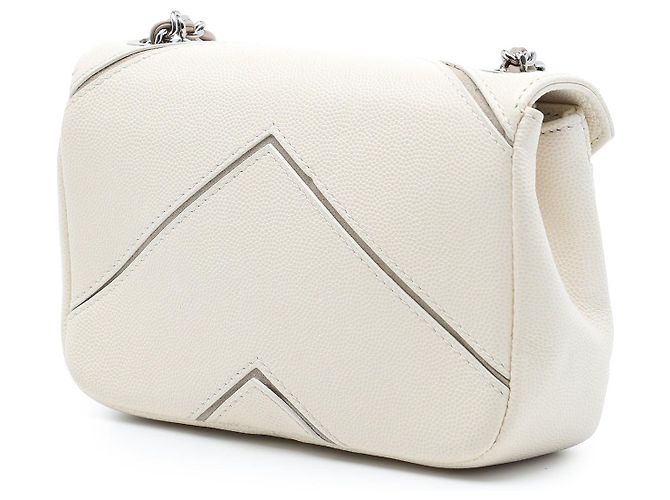 Borsa a tracolla Chanel Small Macro Chevron Caviar bianca Bianco - vista 2