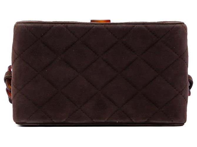 Borsa Vanity Box Chanel CC in camoscio trapuntato marrone - vista 3