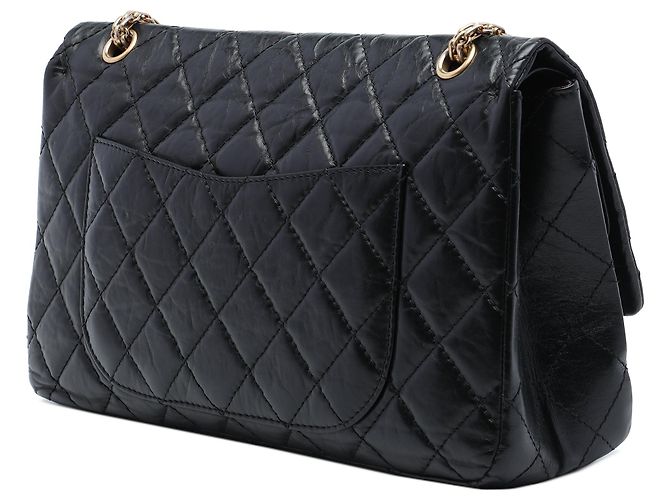 Borsa a tracolla Chanel Reissue 2.55 Double Flap 227 in pelle di vitello invecchiata matelassé nera Nero - vista 2