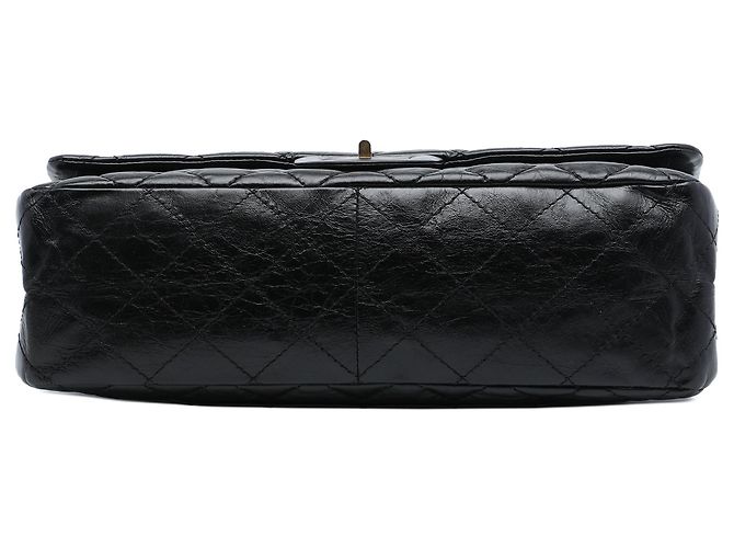 Borsa a tracolla Chanel Reissue 2.55 Double Flap 227 in pelle di vitello invecchiata matelassé nera Nero - vista 3