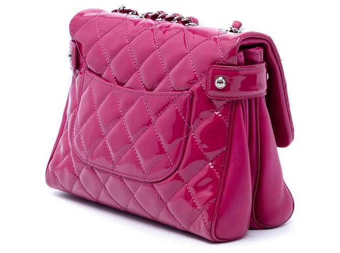 Pink Chanel Medium CC gesteppte Lackleder Schultertasche mit Doppelcompartment - Ansicht 2