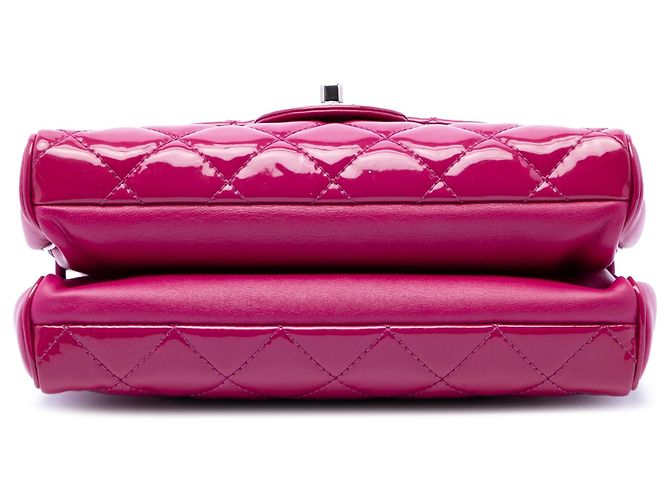 Pink Chanel Medium CC gesteppte Lackleder Schultertasche mit Doppelcompartment - Ansicht 3