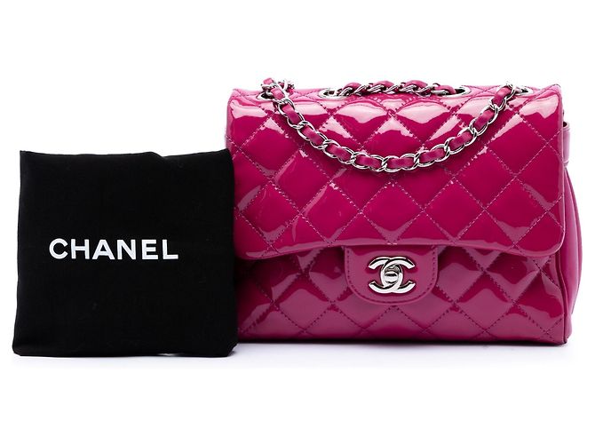 Pink Chanel Medium CC gesteppte Lackleder Schultertasche mit Doppelcompartment - Ansicht 7