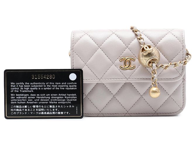 Clutch Chanel Mini Quilted Lambskin Pearl Crush Marrone con Catena e Tracolla - vista 7