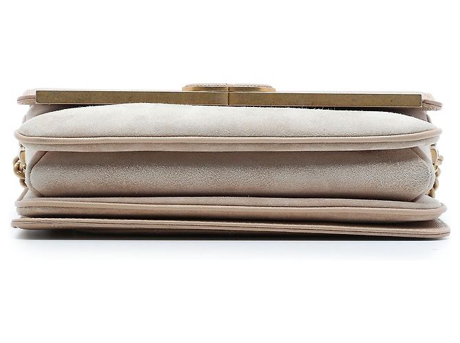 Borsa a tracolla Chanel Small CC Stitched Caviar and Suede Lady Coco Flap Beige - vista 3