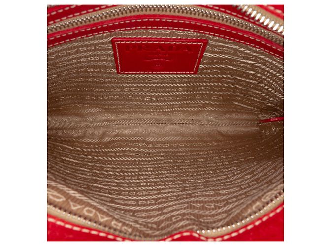 Borsa a tracolla Prada Canvas Canapa Logo rossa Rosso - vista 4