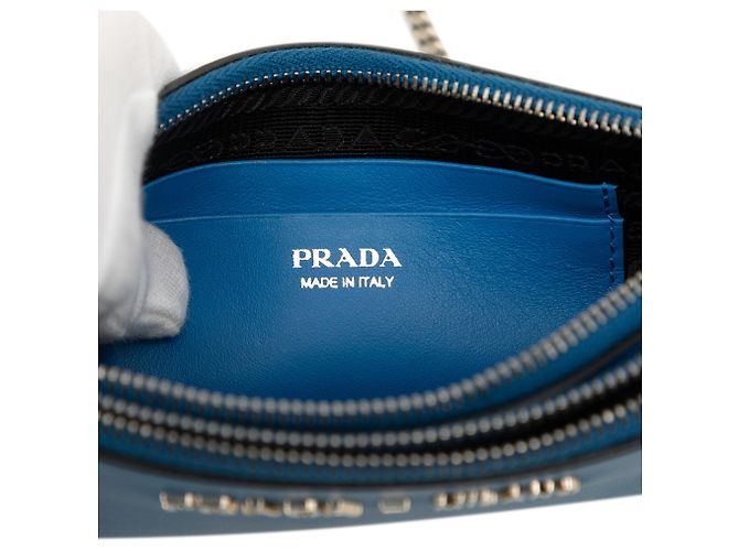 Double Borsa a tracolla Prada City Calf con doppia zip, blu - vista 5