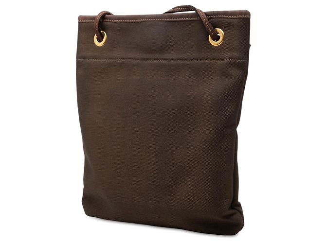 Borsa a tracolla Prada in tela Canapa logo marrone - vista 2