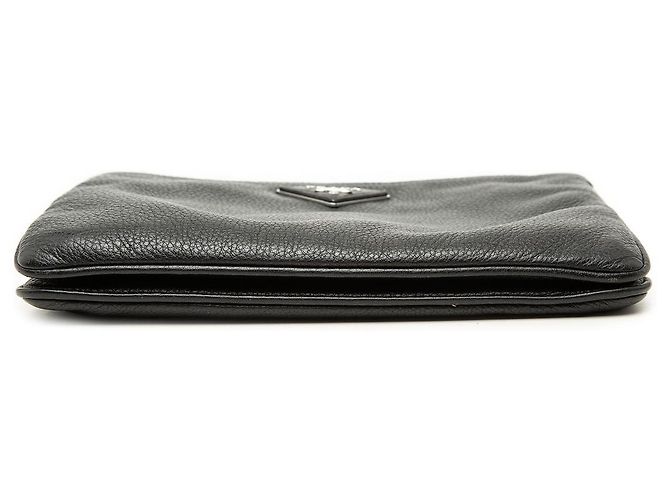 Borsa a tracolla Prada Vitello Phenix con doppia zip nera Nero - vista 3