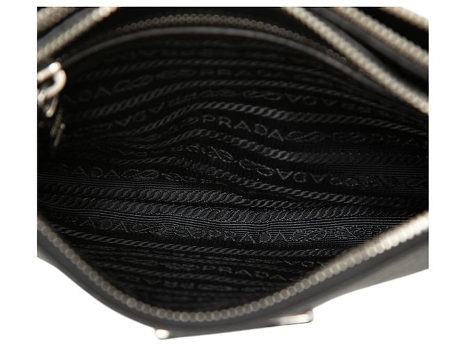 Borsa a tracolla Prada Vitello Phenix con doppia zip nera Nero - vista 4