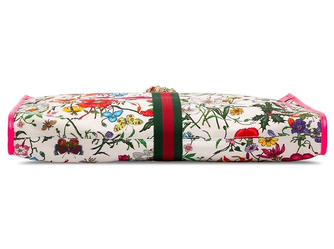 Tote Gucci Large Canvas Web Flora Rajah Bianco - vista 3