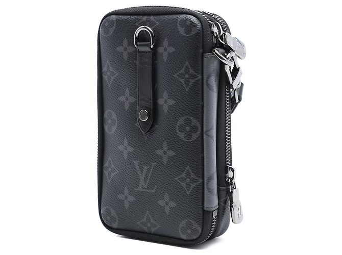 Borsa a tracolla doppia custodia per telefono Louis Vuitton Monogram Eclipse Reverse Nera Nero - vista 2