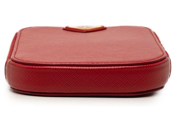 Borsa porta cellulare Prada Saffiano rossa con zip Rosso - vista 3