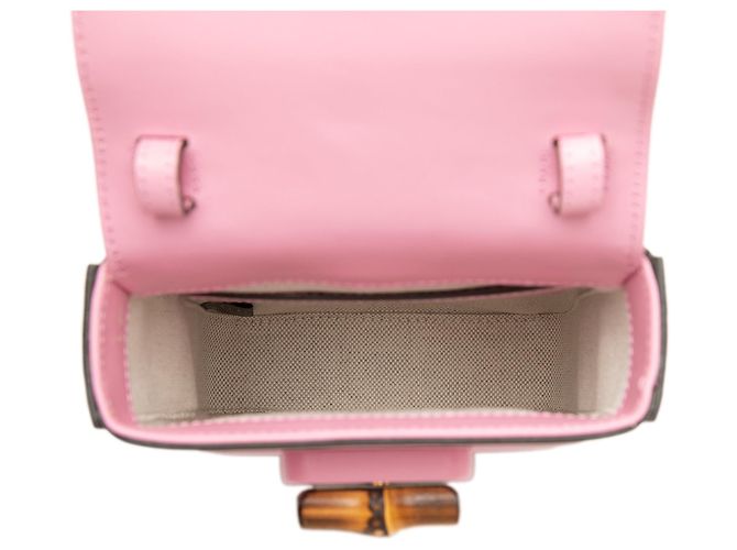 Borsa Mini Bamboo in pelle di vitello rosa Gucci - vista 4