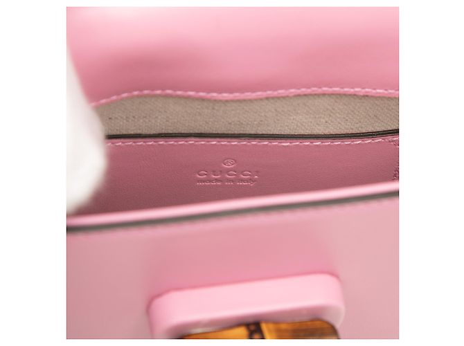 Borsa Mini Bamboo in pelle di vitello rosa Gucci - vista 5
