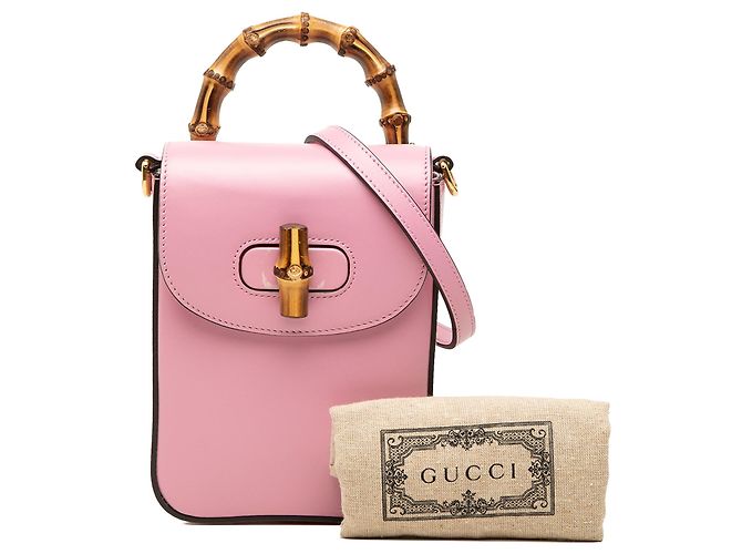 Borsa Mini Bamboo in pelle di vitello rosa Gucci - vista 7