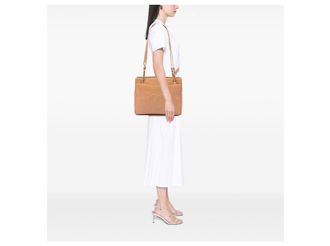 Borsa a tracolla Chanel CC Caviar Beige - vista 6