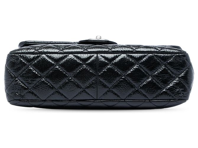 Borsa a tracolla Chanel Jumbo Classic Single Flap in pelle verniciata stropicciata nera - vista 3
